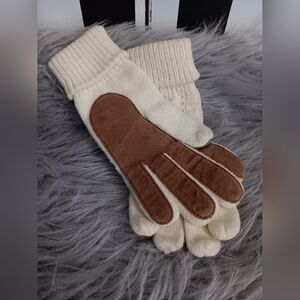 Knit And Faux Suede Gloves